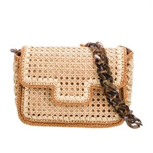 Tan and Brown Textured Shoulder Bag with Woven Design